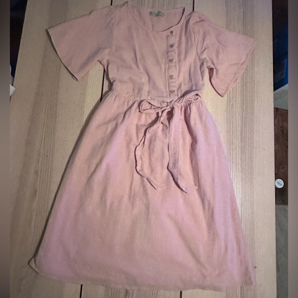 Polagram Retro Pinup inspired Pink Side Button midi dress- Size M